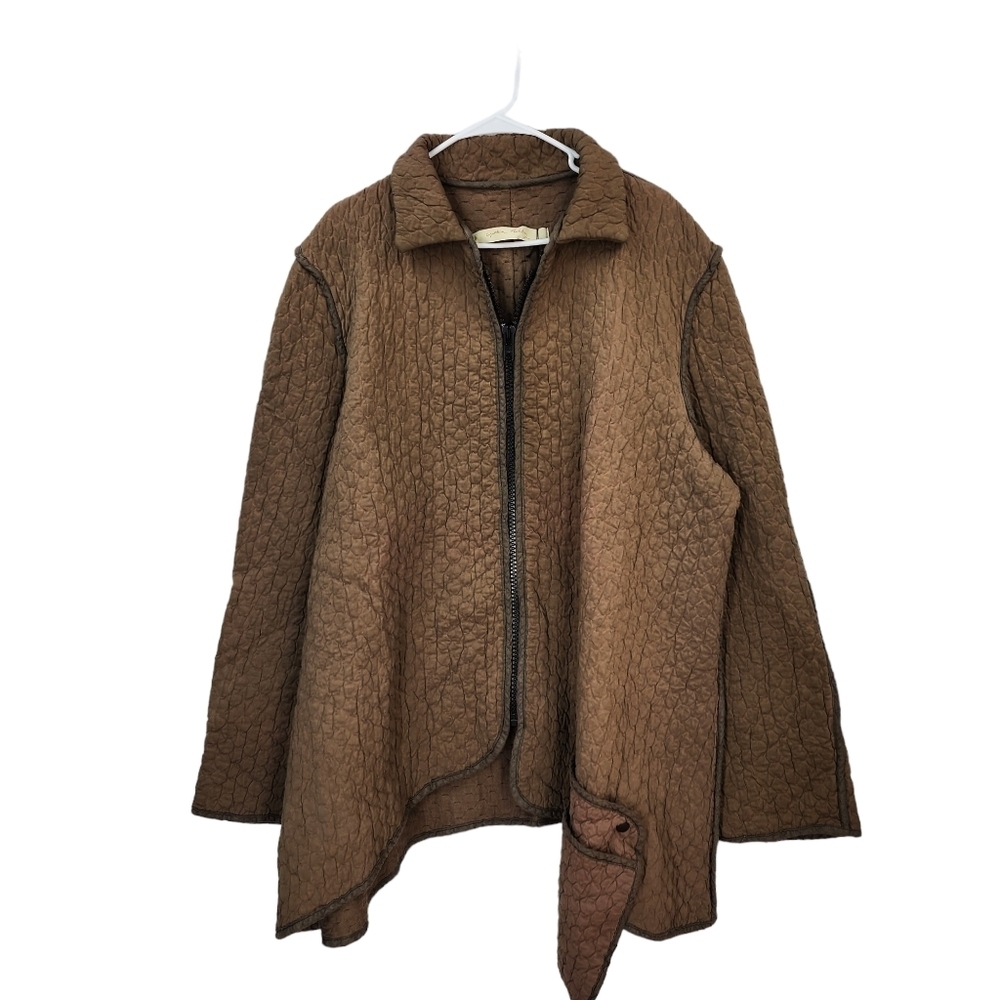 Brown Quilted Zip-Front Women's Jacket
